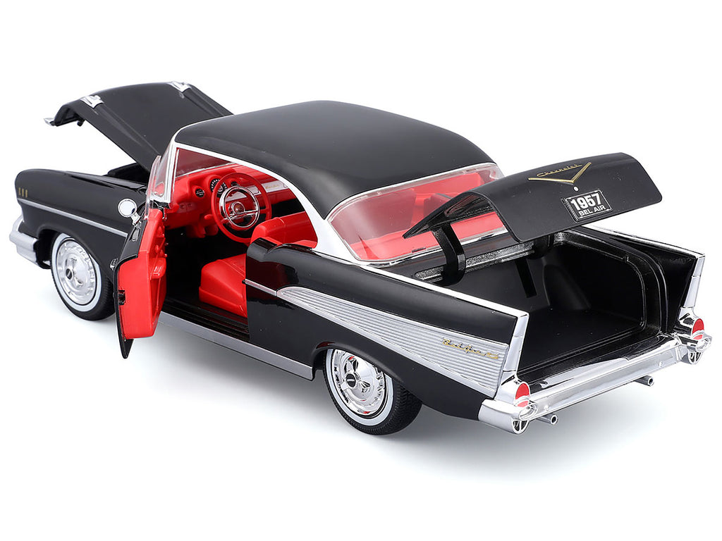 1957 Chevrolet Bel Air Coupe Black with Red Interior 'Special Edition' Series 1/18 Diecast Model Car by Maisto