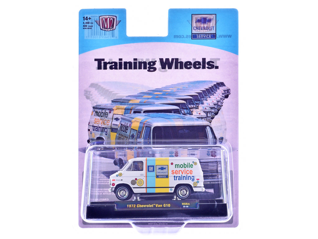 1972 Chevrolet G10 Van 'Chevrolet Mobile Service Training' White with Graphics Limited Edition to 4400 pieces Worldwide 1/64 Diecast Model Car by M2 Machines