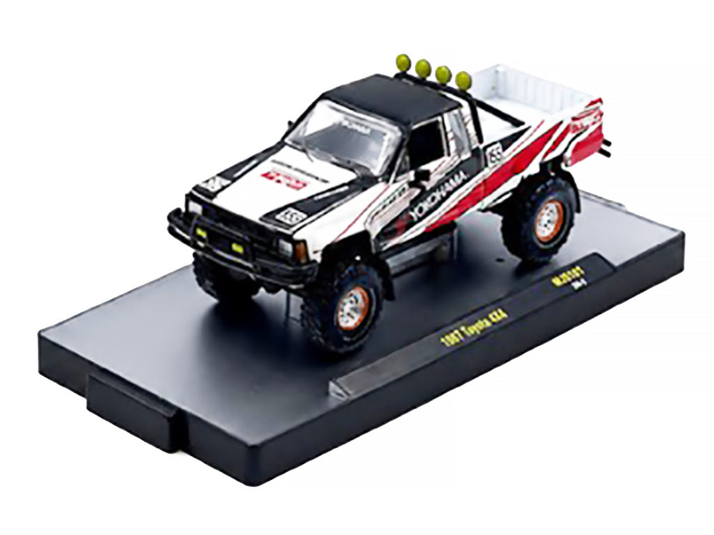 1985 Toyota SR5 4×4 Pickup Truck #85 'Yokohama' White with Black Top and Red and Black Graphics Limited Edition to 8250 pieces Worldwide 1/64 Diecast Model Car by M2 Machines