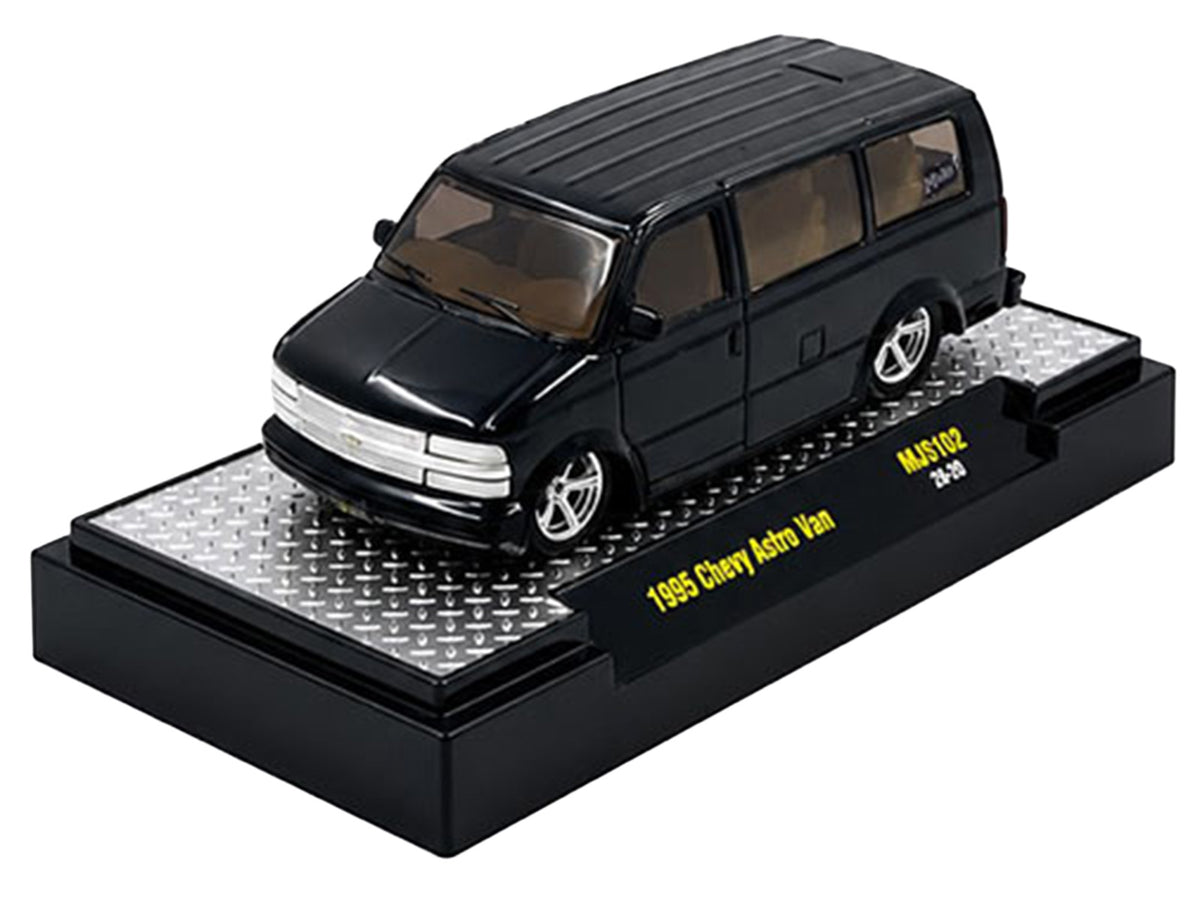 1995 Chevrolet Astro Van 'Slow & Low' Black Limited Edition to 6720 pieces Worldwide 1/64 Diecast Model Car by M2 Machines