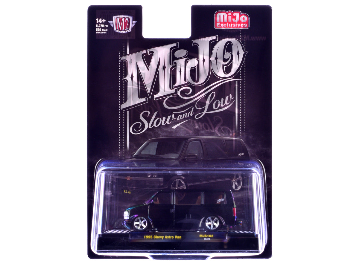 1995 Chevrolet Astro Van 'Slow & Low' Black Limited Edition to 6720 pieces Worldwide 1/64 Diecast Model Car by M2 Machines