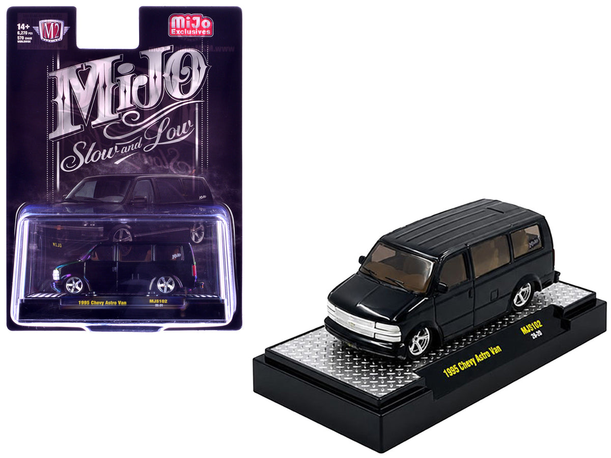 1995 Chevrolet Astro Van 'Slow & Low' Black Limited Edition to 6720 pieces Worldwide 1/64 Diecast Model Car by M2 Machines