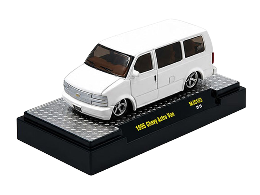 1995 Chevrolet Astro Van 'Slow & Low' White Limited Edition to 6720 pieces Worldwide 1/64 Diecast Model Car by M2 Machines