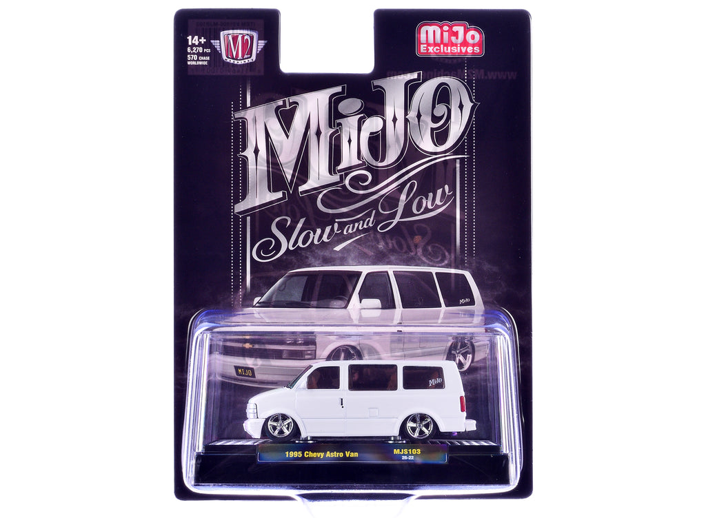 1995 Chevrolet Astro Van 'Slow & Low' White Limited Edition to 6720 pieces Worldwide 1/64 Diecast Model Car by M2 Machines