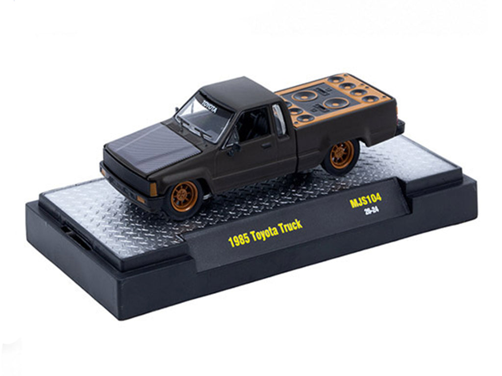 1985 Toyota SR5 Pickup Truck 'Slammed Custom' Matt Gray with Carbon Hood Limited Edition to 10890 pieces Worldwide 1/64 Diecast Model Car by M2 Machines