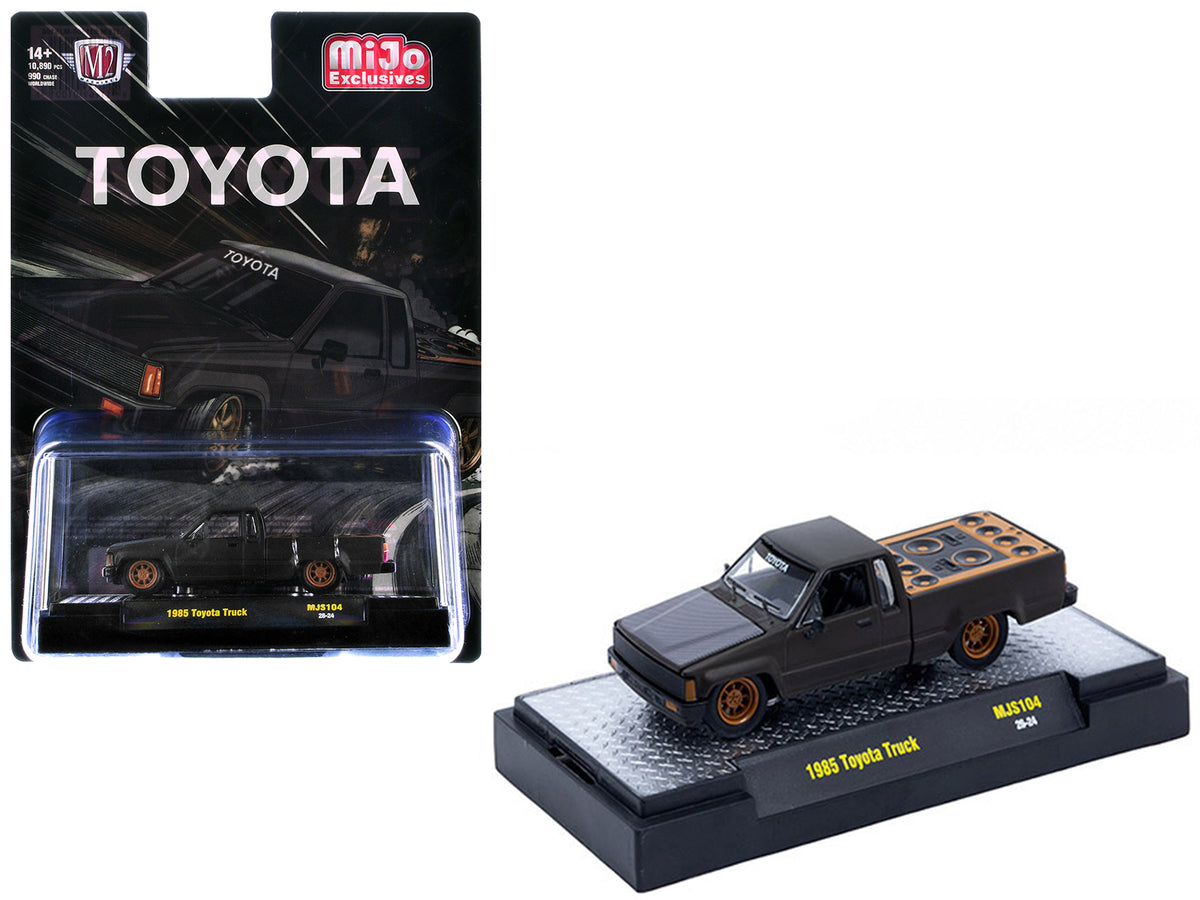 1985 Toyota SR5 Pickup Truck 'Slammed Custom' Matt Gray with Carbon Hood Limited Edition to 10890 pieces Worldwide 1/64 Diecast Model Car by M2 Machines