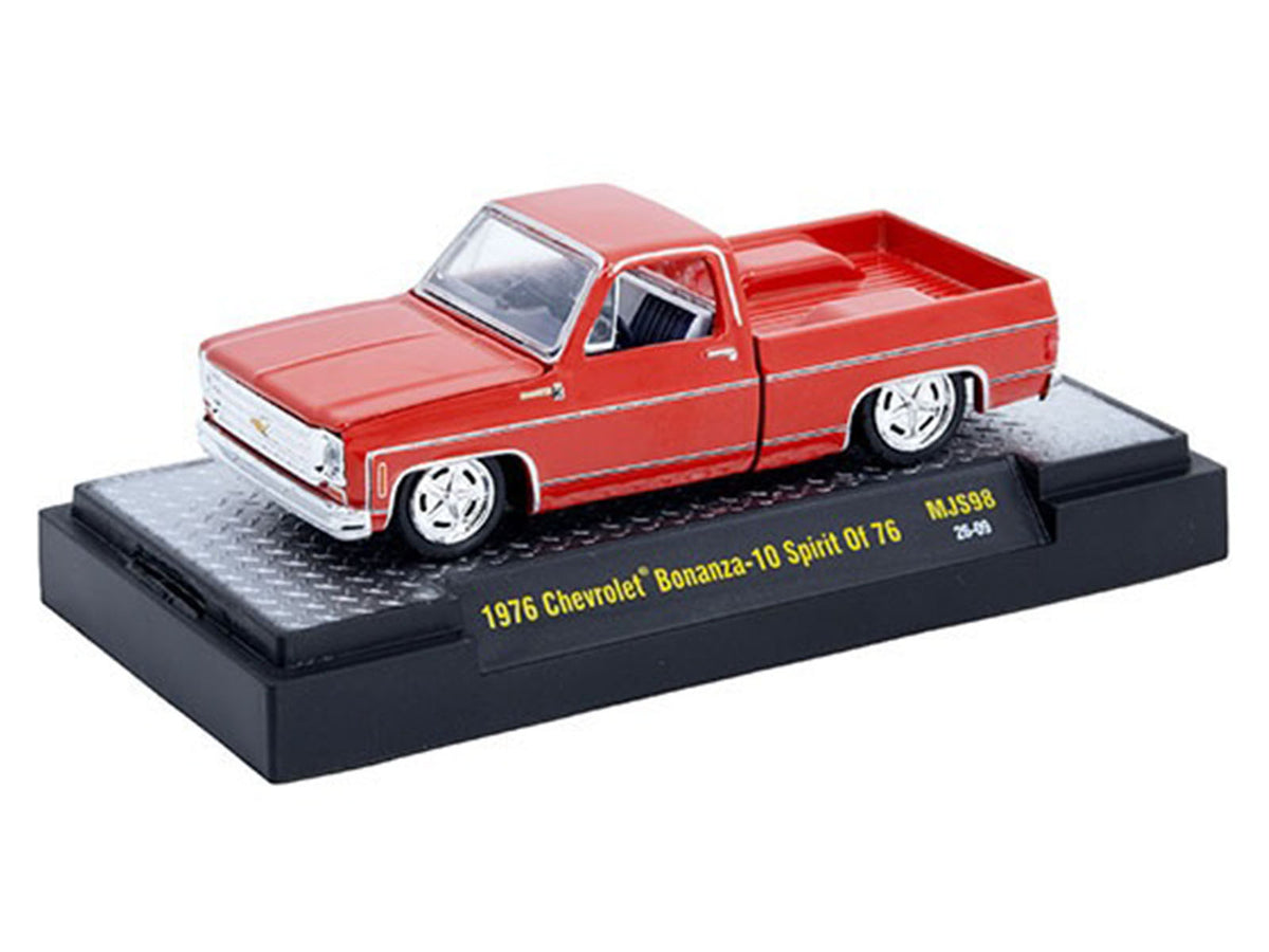 1976 Chevrolet Silverado Bonanza-10 Pickup Truck 'Spirit of '76' Red Limited Edition to 12750 pieces Worldwide 1/64 Diecast Model Car by M2 Machines