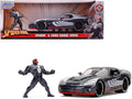 2008 Dodge Viper SRT10 Dark Gray with Venom Diecast Figurine 'Spider-Man' 'Marvel' Series 1/24 Diecast Model Car by Jada