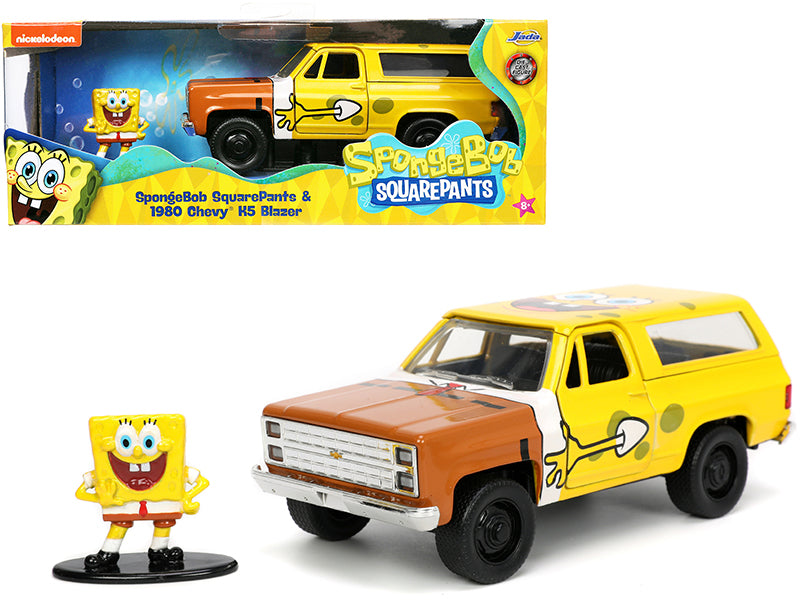 1980 Chevrolet K5 Blazer with SpongeBob SquarePants Diecast Figurine 'Hollywood Rides' Series 1/32 Diecast Model Car by Jada