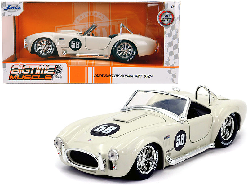 1965 Shelby Cobra 427 S/C #58 Cream 'Bigtime Muscle' 1/24 Diecast Model Car by Jada