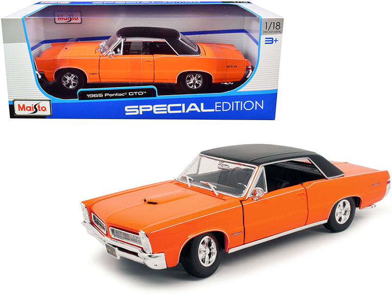 1965 Pontiac GTO Hurst Orange with Black Top and White Stripes 'Special Edition' 1/18 Diecast Model Car by Maisto