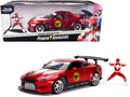 2009 Nissan GT-R (R35) Candy Red and Red Ranger Diecast Figurine 'Power Rangers' 1/24 Diecast Model Car by Jada