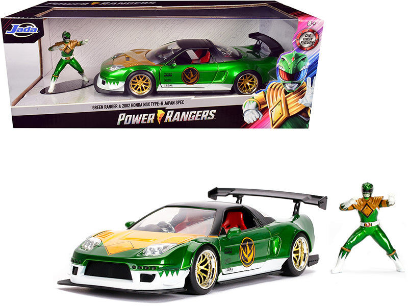 2002 Honda NSX Type-R Japan Spec RHD (Right Hand Drive) and Green Ranger Diecast Figurine 'Power Rangers' 1/24 Diecast Model Car by Jada