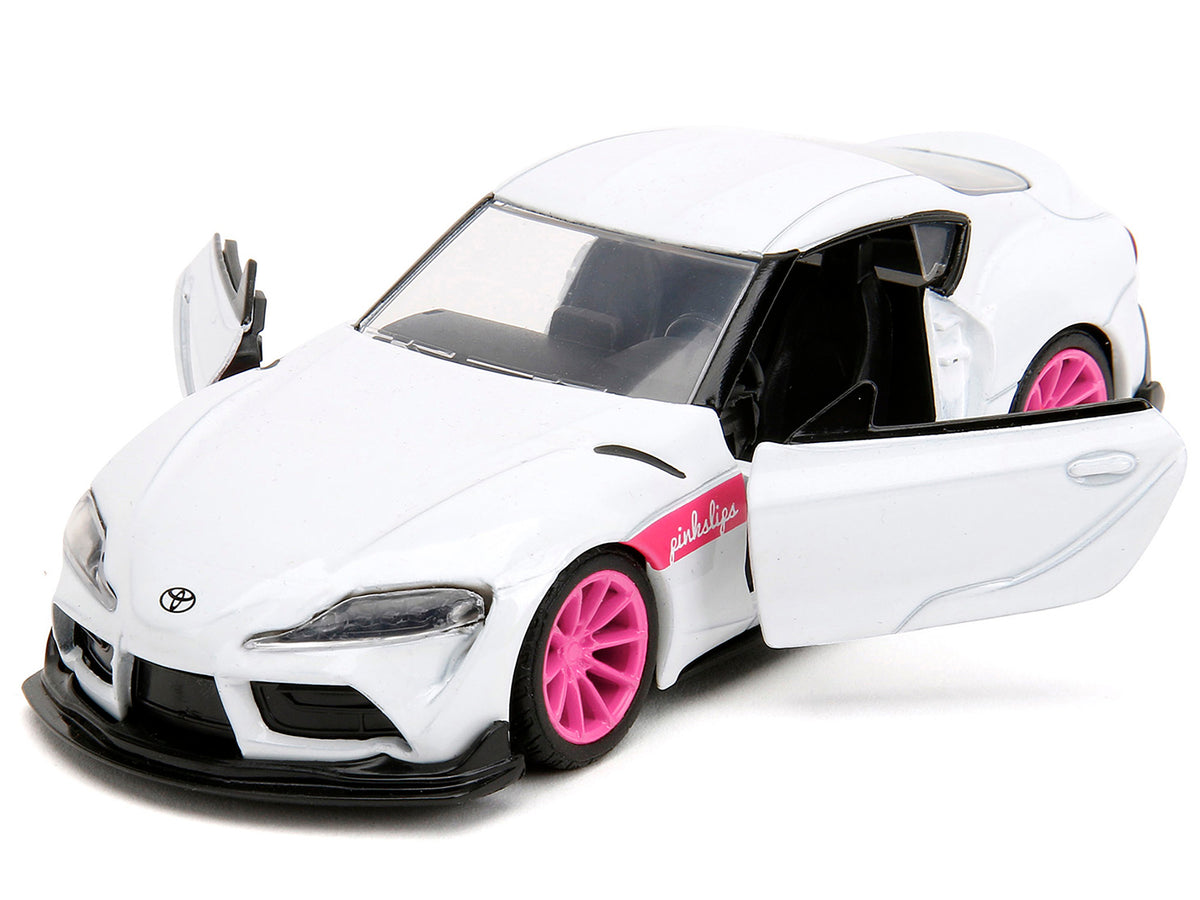 2020 Toyota Supra White Metallic with Pink Wheels 'Pink Slips' Series 1/32 Diecast Model Car by Jada