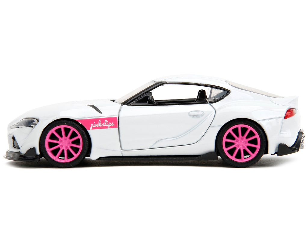 2020 Toyota Supra White Metallic with Pink Wheels 'Pink Slips' Series 1/32 Diecast Model Car by Jada