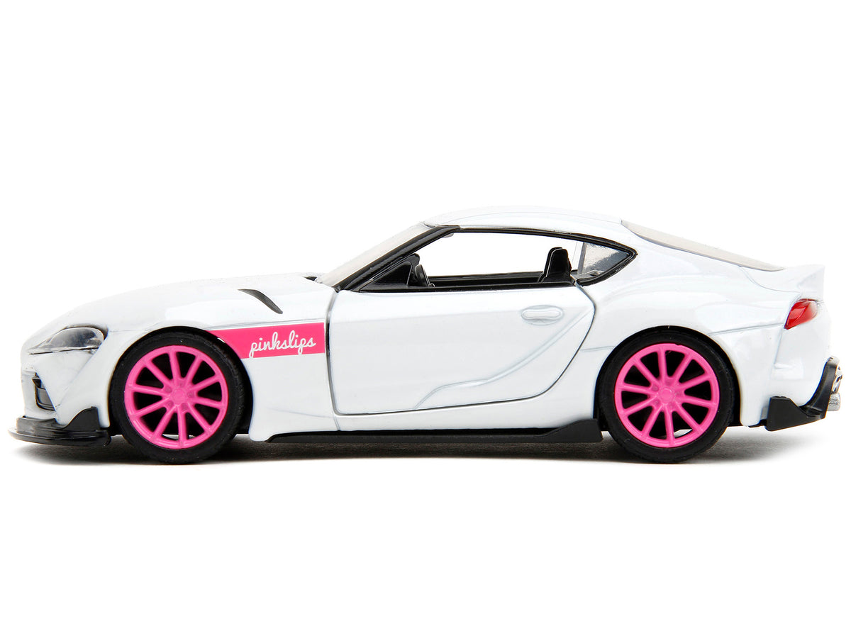 2020 Toyota Supra White Metallic with Pink Wheels 'Pink Slips' Series 1/32 Diecast Model Car by Jada