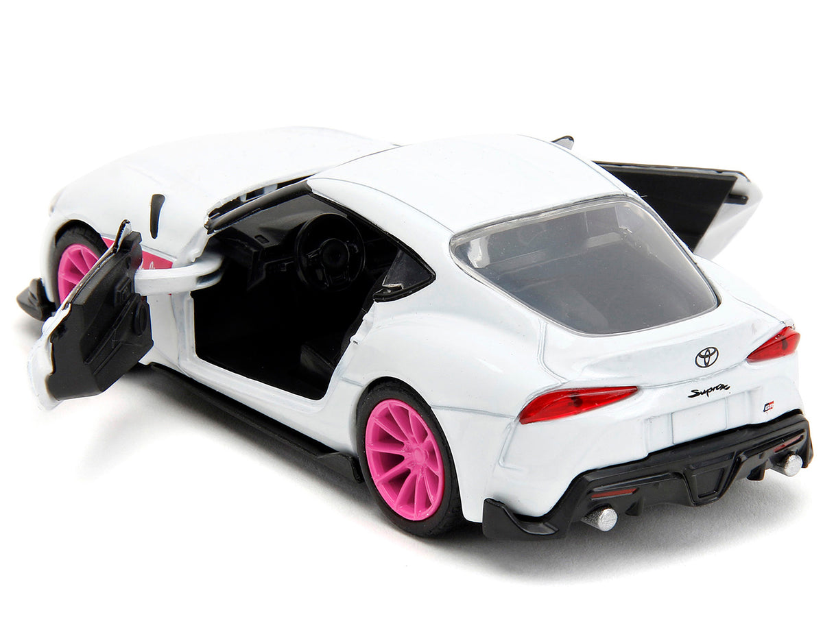 2020 Toyota Supra White Metallic with Pink Wheels 'Pink Slips' Series 1/32 Diecast Model Car by Jada