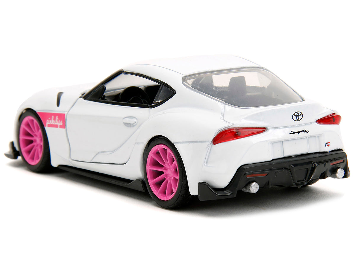 2020 Toyota Supra White Metallic with Pink Wheels 'Pink Slips' Series 1/32 Diecast Model Car by Jada
