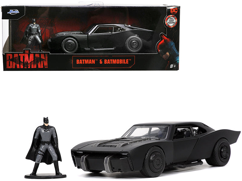 Batmobile Matt Black with Batman Diecast Figurine 'The Batman' (2022) Movie 'DC Comics' 1/32 Diecast Model Car by Jada