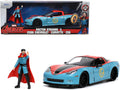 2006 Chevrolet Corvette Z06 Red and Blue with Doctor Strange Diecast Figurine 'Avengers' 'Marvel' Series 'Hollywood Rides' 1/24 Diecast Model Car by Jada
