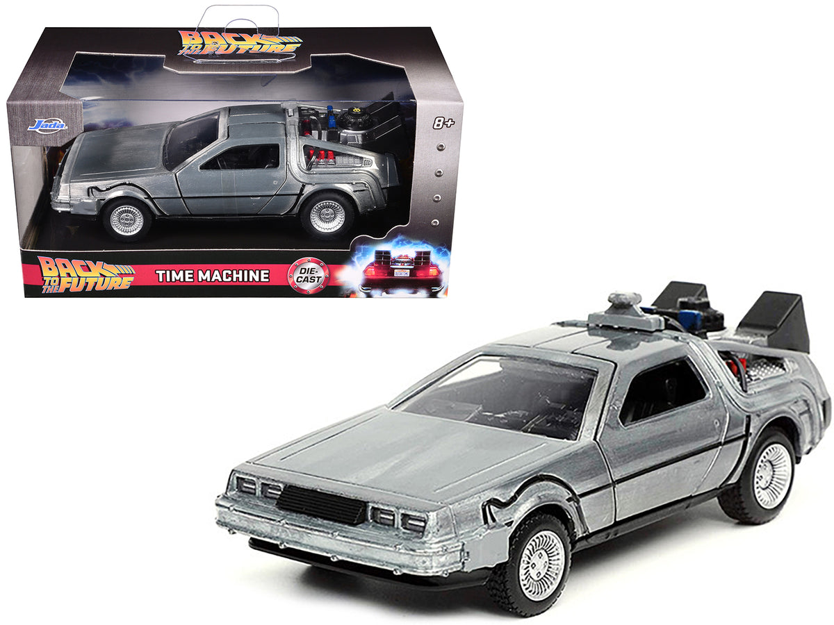 DeLorean DMC (Time Machine) Brushed Metal 'Back to the Future Part I' (1985) Movie 'Hollywood Rides' Series 1/32 Diecast Model Car by Jada