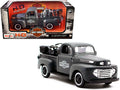1948 Ford F-1 Pickup Truck and 1942 Harley-Davidson WLA Flathead Motorcycle Matt Dark Gray 'Harley-Davidson Custom' 1/24 Diecast Models by Maisto