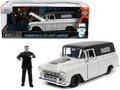 1957 Chevrolet Suburban Gray and Black with Graphics and Frankenstein Diecast Figurine 'Universal Monsters' 'Hollywood Rides' Series 1/24 Diecast Model Car by Jada