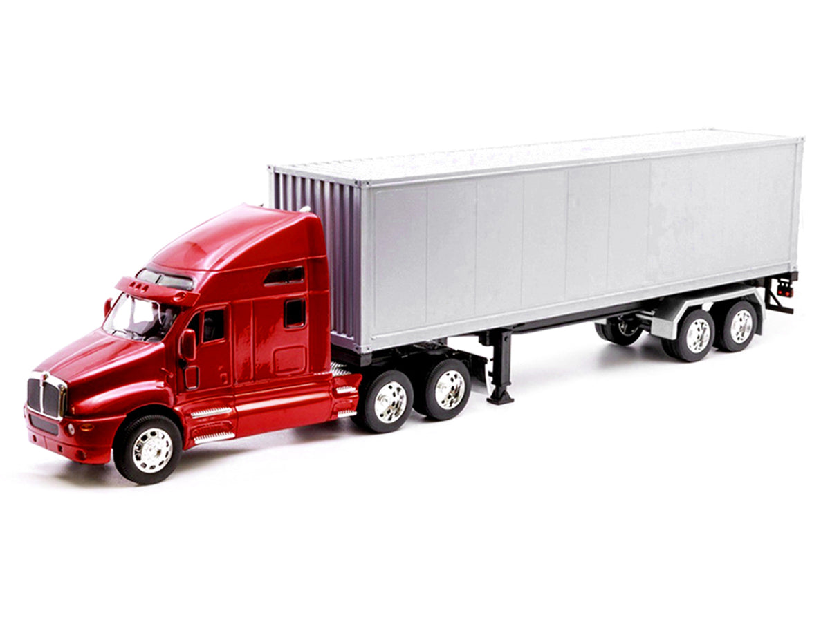 Kenworth T2000 Truck Red Metallic with Gray Container 'Transporter' Series 1/32 Diecast Model by Welly
