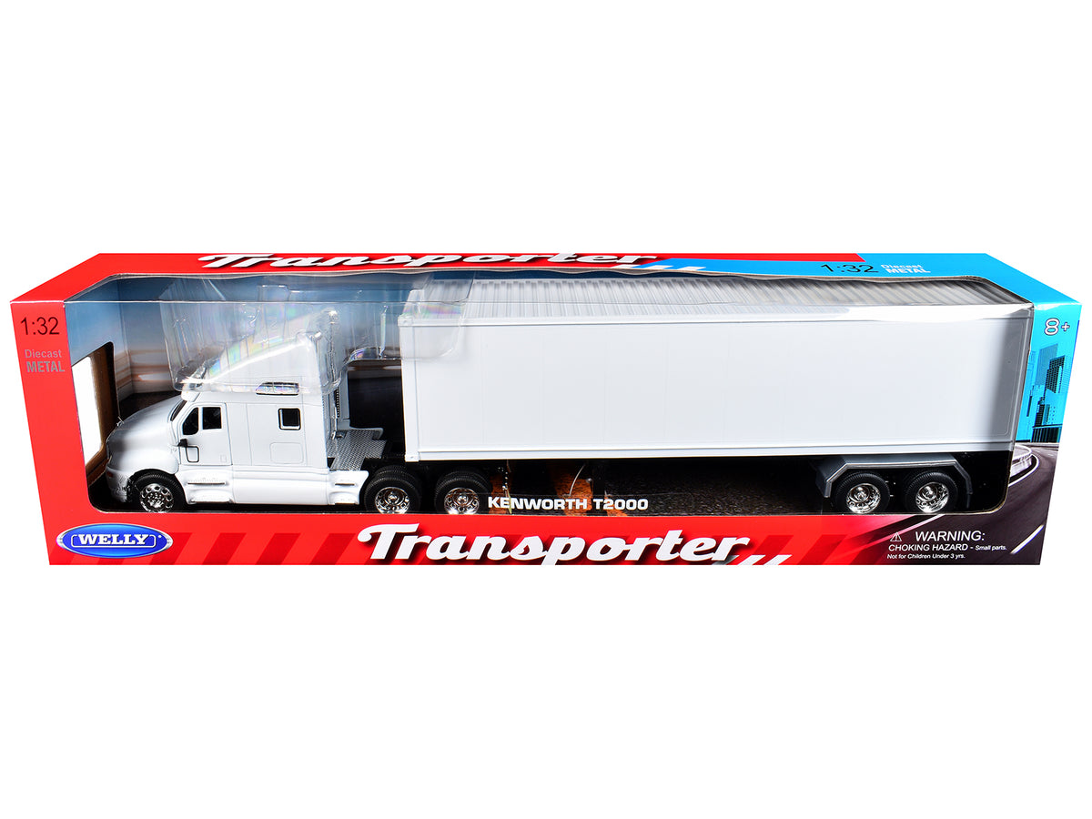 Kenworth T2000 Truck White with White Container 'Transporter' Series 1/32 Diecast Model by Welly