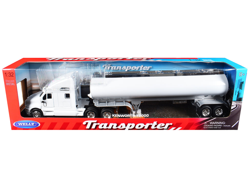 Kenworth T2000 Truck White with White Tanker Trailer 'Transporter' Series 1/32 Diecast Model by Welly