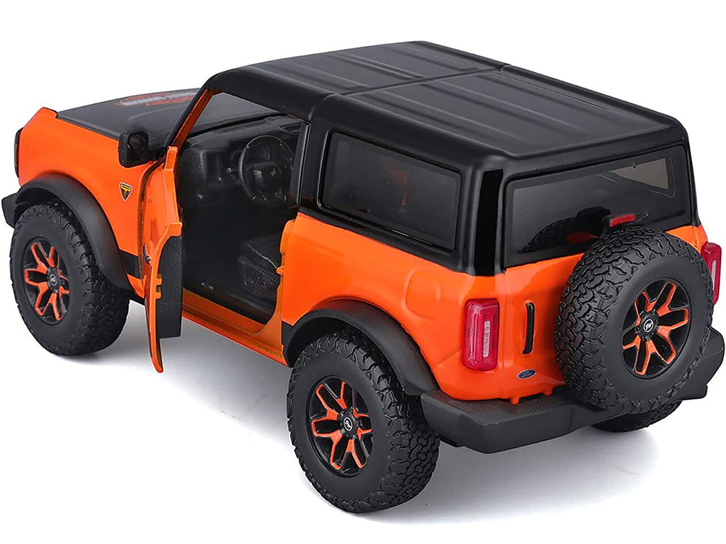 2021 Ford Bronco Badlands Orange and Black 'Harley Davidson' 'H-D Custom' Series 1/24 Diecast Model Car by Maisto