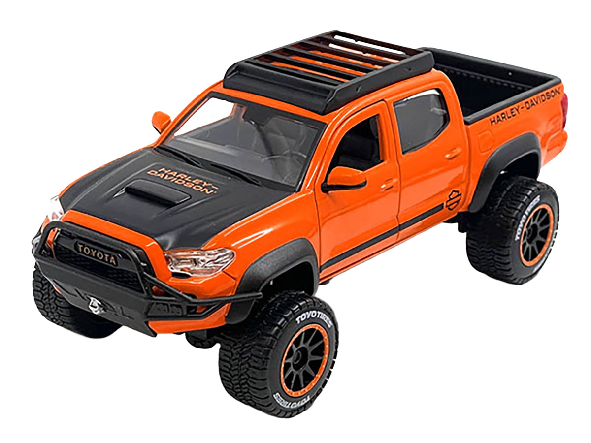2023 Toyota Tacoma TRD Pro Pickup Truck 'Harley Davidson' Orange and Black with Roof Rack 'H-D Custom' Series 1/24 Diecast Model Car by Maisto