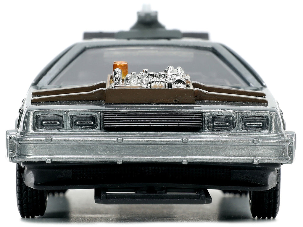 DeLorean DMC (Time Machine) Brushed Metal 'Back to the Future Part III' (1990) Movie 'Hollywood Rides' Series 1/32 Diecast Model Car by Jada