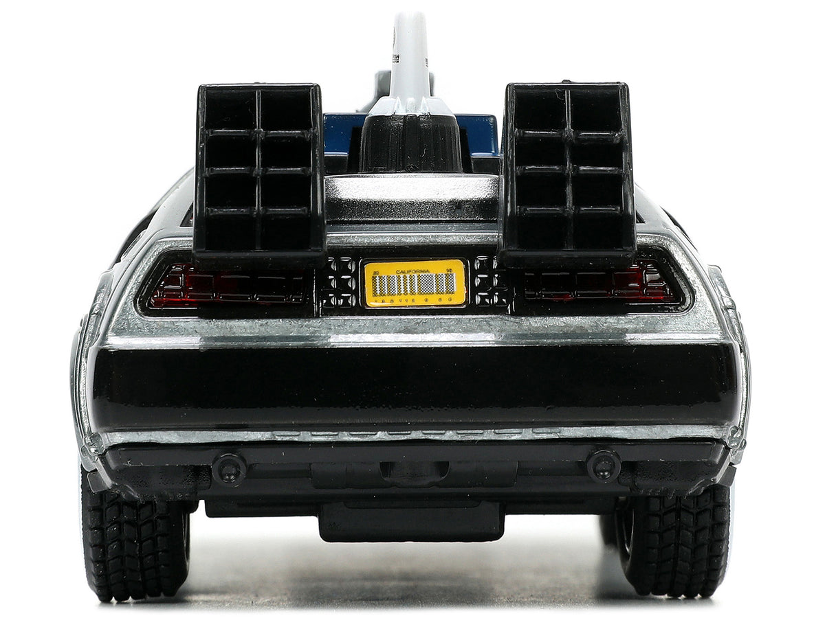 DeLorean DMC (Time Machine) Brushed Metal 'Back to the Future Part III' (1990) Movie 'Hollywood Rides' Series 1/32 Diecast Model Car by Jada
