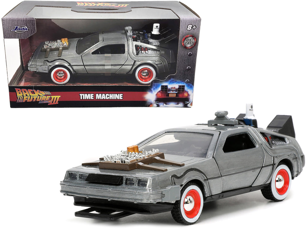 DeLorean DMC (Time Machine) Brushed Metal 'Back to the Future Part III' (1990) Movie 'Hollywood Rides' Series 1/32 Diecast Model Car by Jada