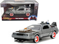 DeLorean DMC (Time Machine) Brushed Metal 'Back to the Future Part III' (1990) Movie 'Hollywood Rides' Series 1/32 Diecast Model Car by Jada