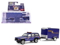 2001 Jeep Cherokee 'New York State Police' Blue with Yellow Stripes and Small Cargo Trailer 'Hot Pursuit Hitch & Tow' Series 1 1/64 Diecast Model Cars by Greenlight