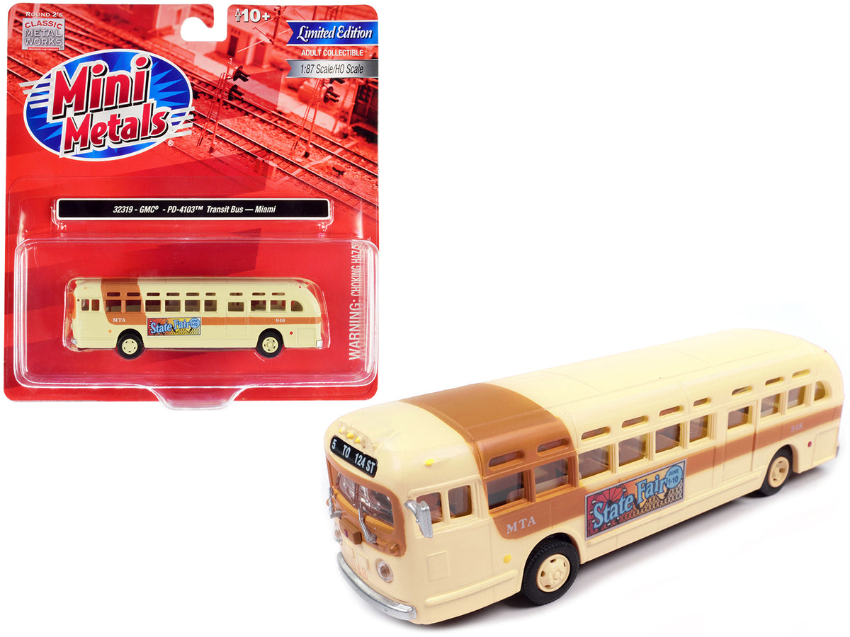 GMC PD-4103 Transit Bus #948 Beige 'MTA Miami' 1/87 (HO) Scale Model by Classic Metal Works