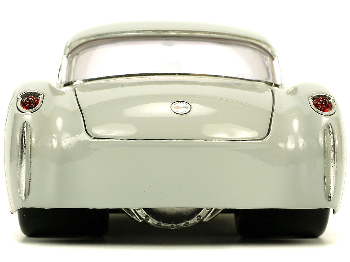 1957 Chevrolet Corvette Beige with Pink Interior with Bugs Bunny Figure 'Looney Tunes' 'Hollywood Rides' Series 1/24 Diecast Model Car by Jada
