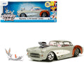 1957 Chevrolet Corvette Beige with Pink Interior with Bugs Bunny Figure 'Looney Tunes' 'Hollywood Rides' Series 1/24 Diecast Model Car by Jada