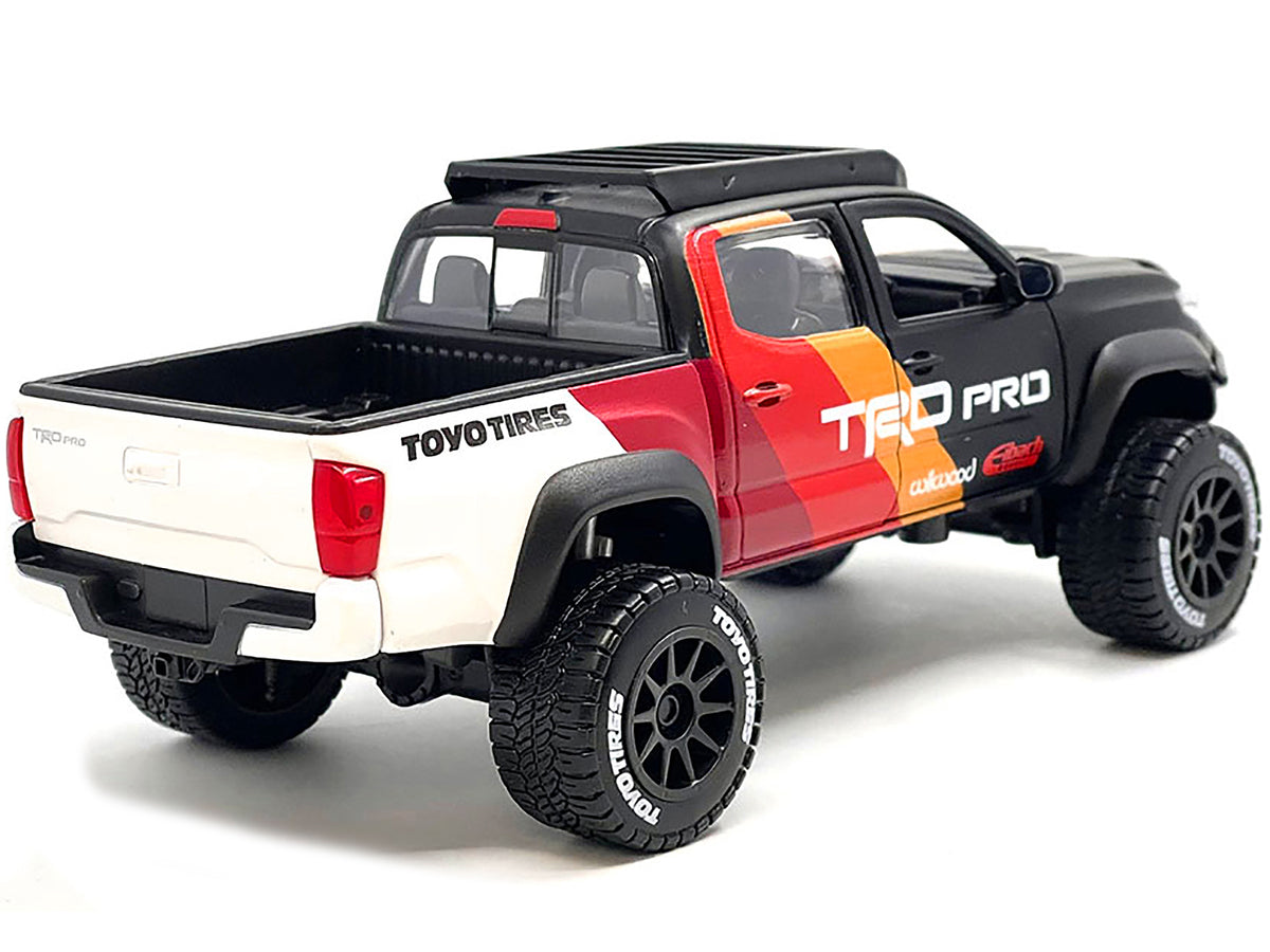 2023 Toyota Tacoma TRD PRO Off Road Pickup Truck Matt Black with Graphics and Roofrack 'Maisto Design' Series 1/27 Diecast Model Car by Maisto