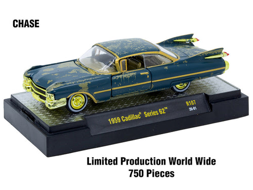 'Auto-Thentics' 6 piece Set Release 107 IN DISPLAY CASES Limited Edition 1/64 Diecast Model Cars by M2 Machines
