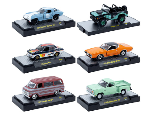 'Auto-Thentics' 6 piece Set Release 110 IN DISPLAY CASES Limited Edition 1/64 Diecast Model Cars by M2 Machines
