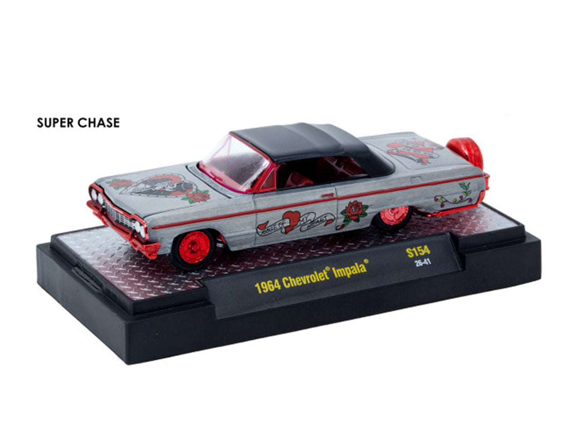 'Auto-Thentics' 6 piece Set Release S154 IN DISPLAY CASES Limited Edition 1/64 Diecast Model Cars by M2 Machines