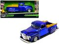 1950 Chevrolet 3100 Pickup Truck Lowrider Candy Blue with Graphics 'Lowriders' Series 1/25 Diecast Model Car by Maisto