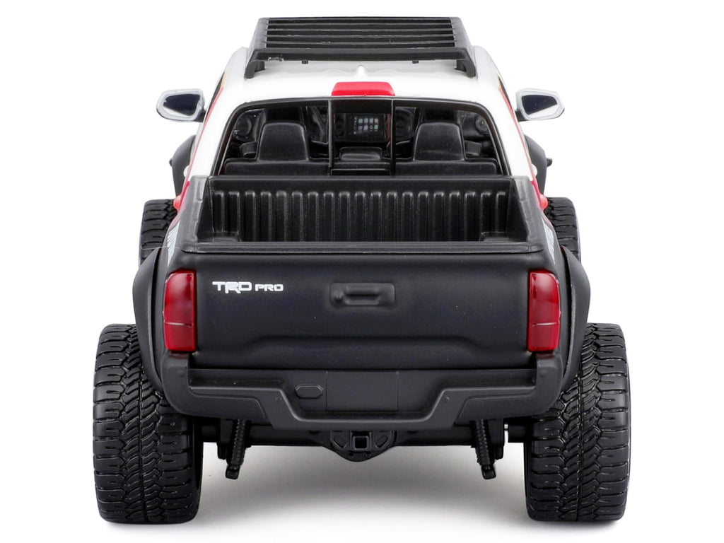 2023 Toyota Tacoma TRD PRO Off Road Pickup Truck White with Graphics and Roof Rack 'Maisto Design' Series 1/27 Diecast Model Car Maisto