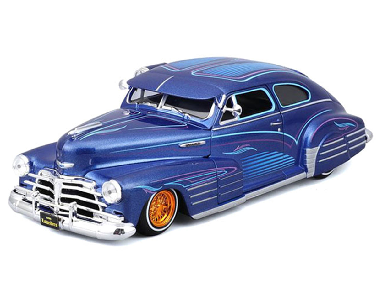 1948 Chevrolet Fleetline Lowrider Blue Metallic with Graphics 'Maisto Design' Series 1/25 Diecast Model Car by Maisto