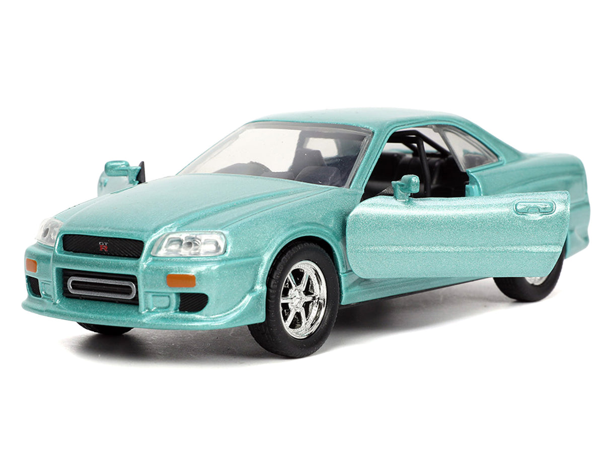 Brian's Nissan Skyline GT-R (BNR34) RHD (Right Hand Drive) Turquoise Metallic 'Fast & Furious' Movie 1/32 Diecast Model Car by Jada