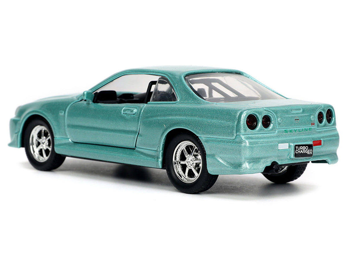 Brian's Nissan Skyline GT-R (BNR34) RHD (Right Hand Drive) Turquoise Metallic 'Fast & Furious' Movie 1/32 Diecast Model Car by Jada