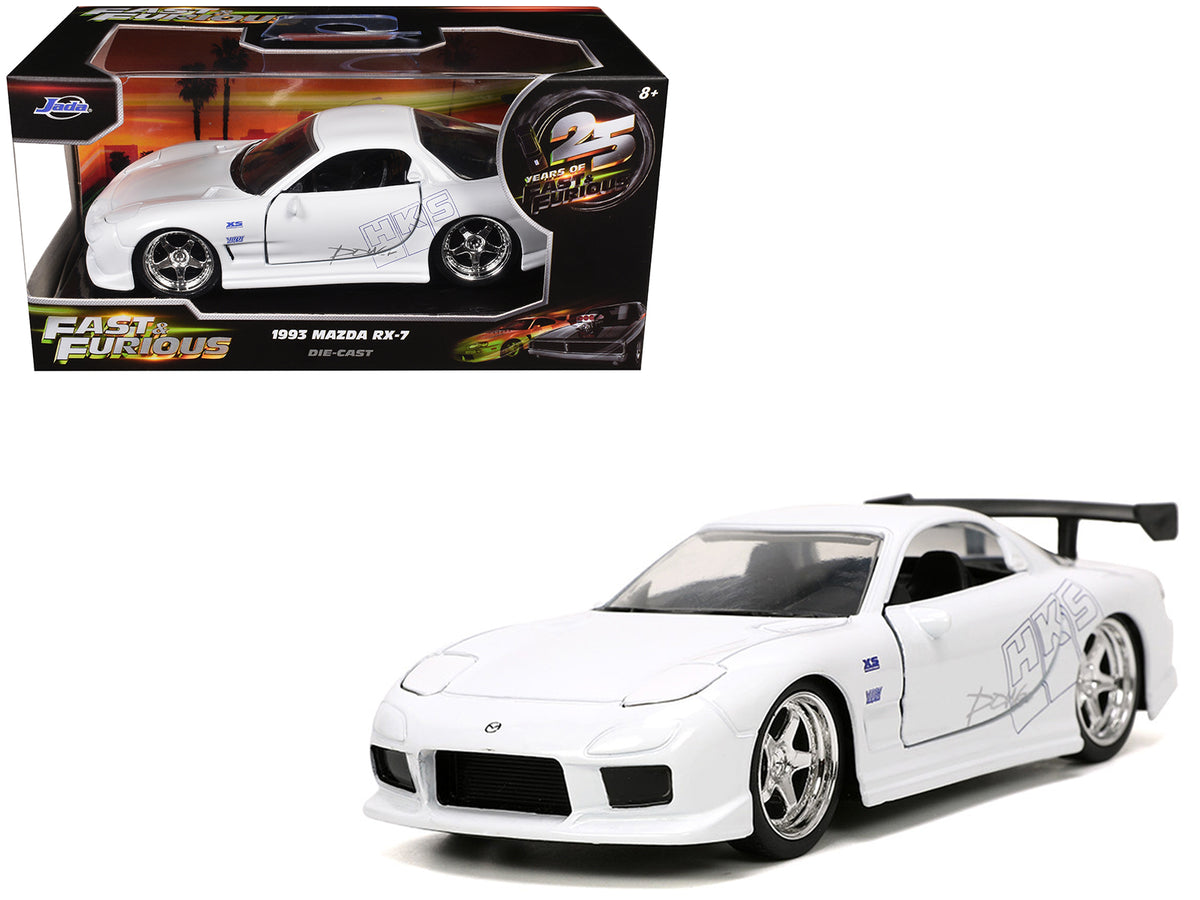 1993 Mazda RX-7 'HKS' White 'The Fast and the Furious' (2001) Movie '25 Years of Fast & Furious' Series 1/32 Diecast Model Car by Jada